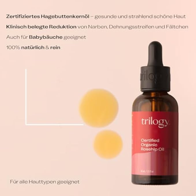 Trilogy CERTIFIED ORGANIC ROSEHIP OIL - 45 ML - NATURAL ANTI-AGEING ORGANIC FACE OIL MADE FROM COLD-PRESSED ROSEHIP OIL FOR FACE CARE & REDUCTION OF STRETCH MARKS AND WRINKLES - Image 3